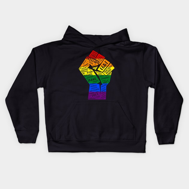 National March Of Pride Fist Kids Hoodie by normanshuck